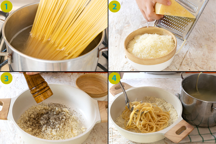 Spaghetti cheese and black pepper recipe instructions