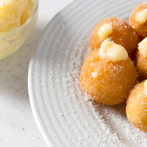 Fried Castagnole with custard