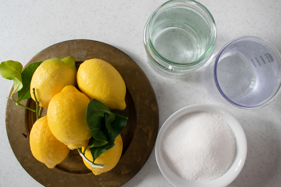 Homemade Limoncello ingredients