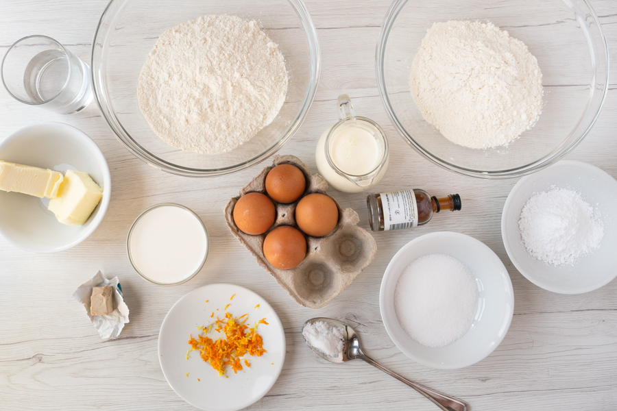 Italian sweet buns with whipped cream