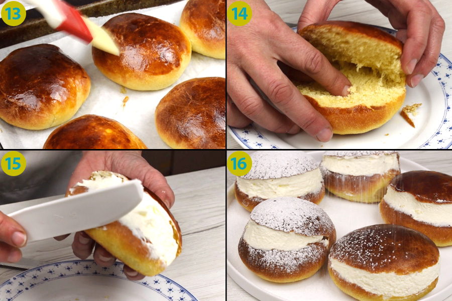 Maritozzi sweet buns filled with whipped cream