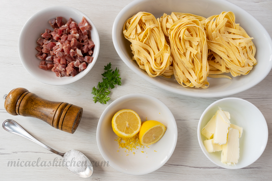 Romagnola-style Tagliatelle With Ham And Lemon ingredients