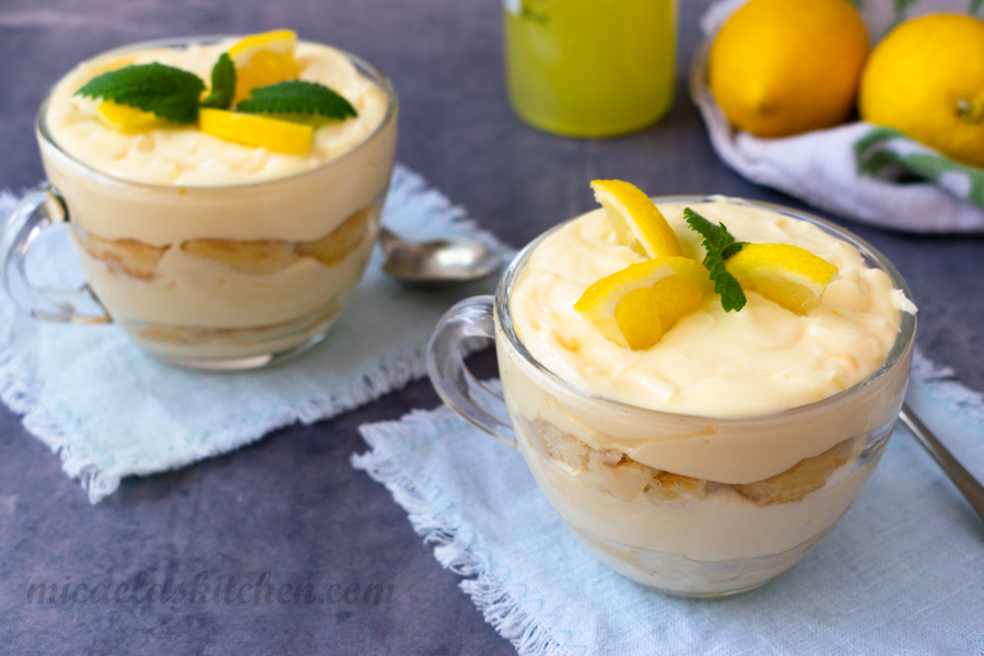 Tiramisu Limoncello in single-serving glass cup.