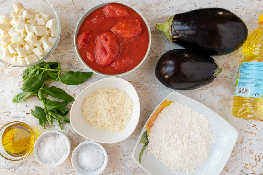 Traditional Parmigiana Eggplant ingredients