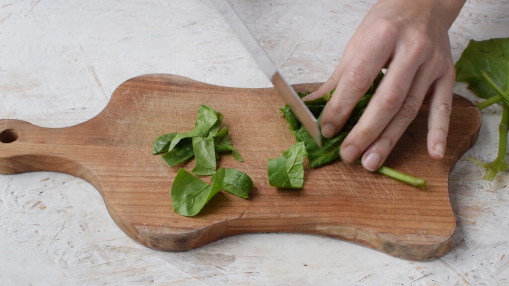 Chopping spinach