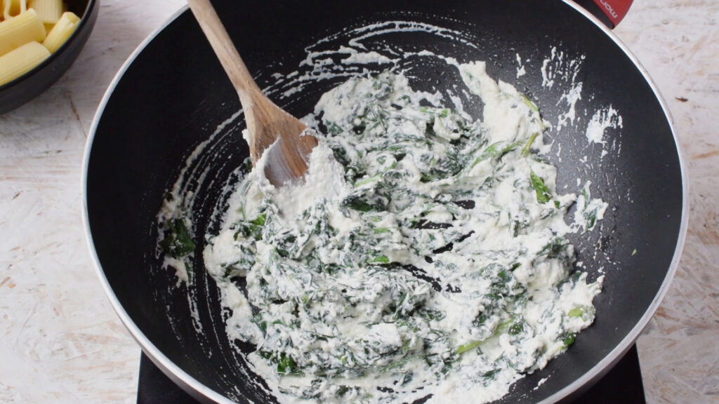 Add ricotta to the spinach