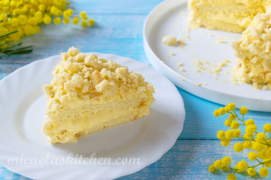 A slice of Classic Mimosa Cake