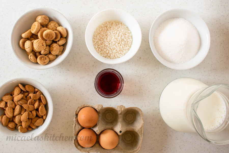 Ingredients of traditional bolognese rice cake