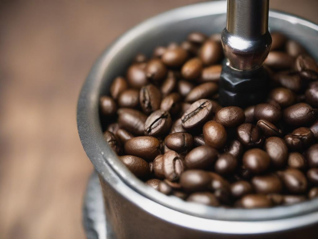 Coffee beans in a grinder