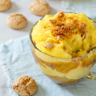 Easy Peach Custard Dessert with Amaretti Cookies, Italian Summer Recipe