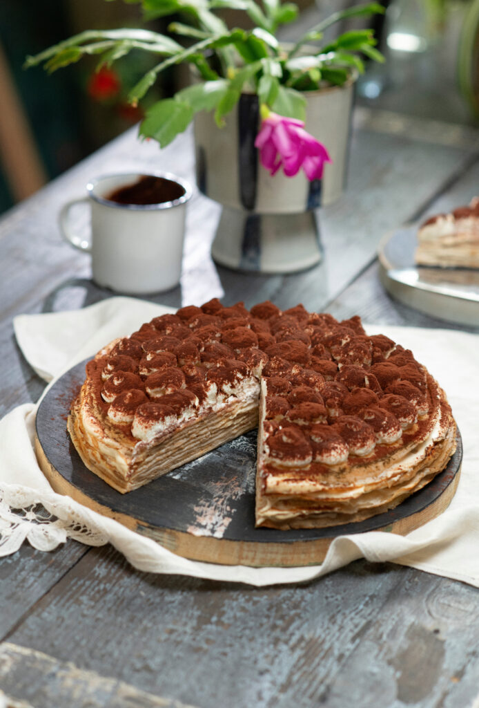 Keto Tiramisu Crepe Cake