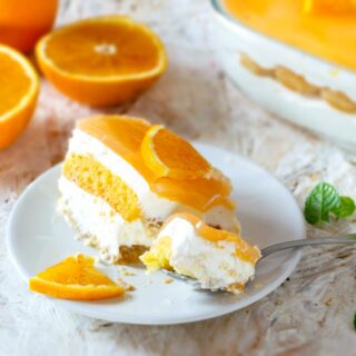 Orange Tiramisu: Easy Eggless Mascarpone Cream with Luscious Orange Jelly Topping