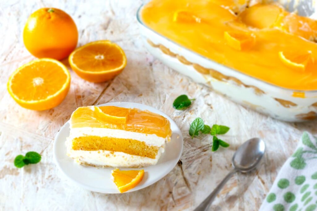 Orange Tiramisu: Easy Eggless Mascarpone Cream with Luscious Orange Jelly Topping