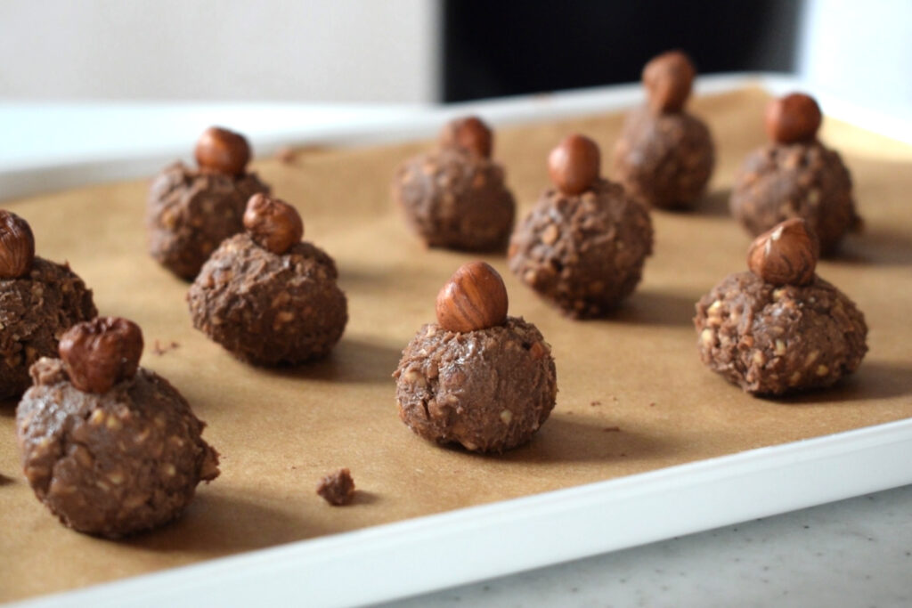 Italian chocolate kisses:  add a hazelnut on top of each ball